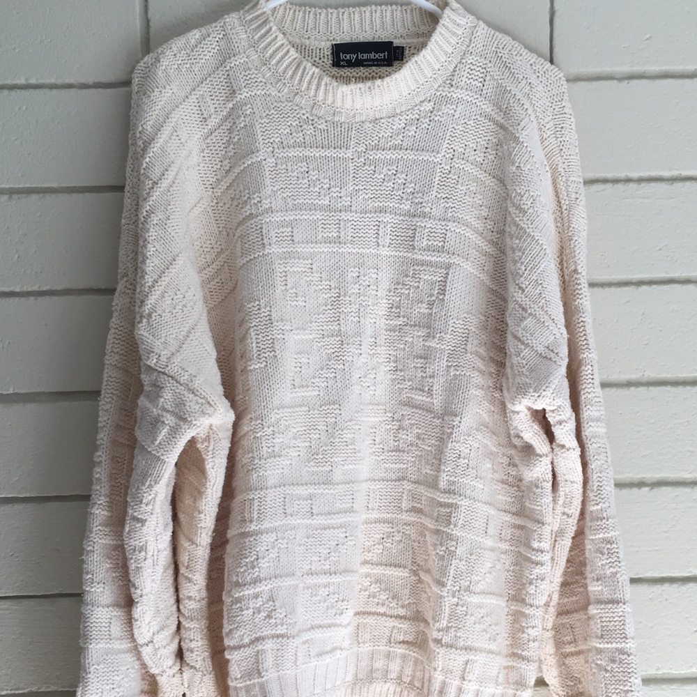Tony Lambert Cream White Cotton Winter Sweater